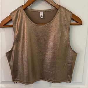 Metallic Bronze/Gold Sleeveless Crop Top